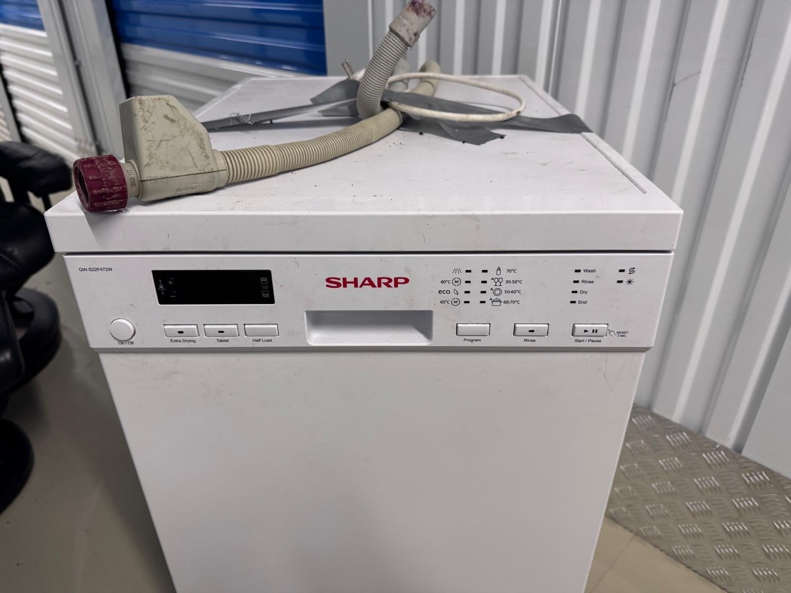 Sharp Vrijstaande Vaatwasser - Wit, Witgoed en Apparatuur, Vaatwasmachines, Ophalen, Gebruikt, 60 cm of meer, Eco programma