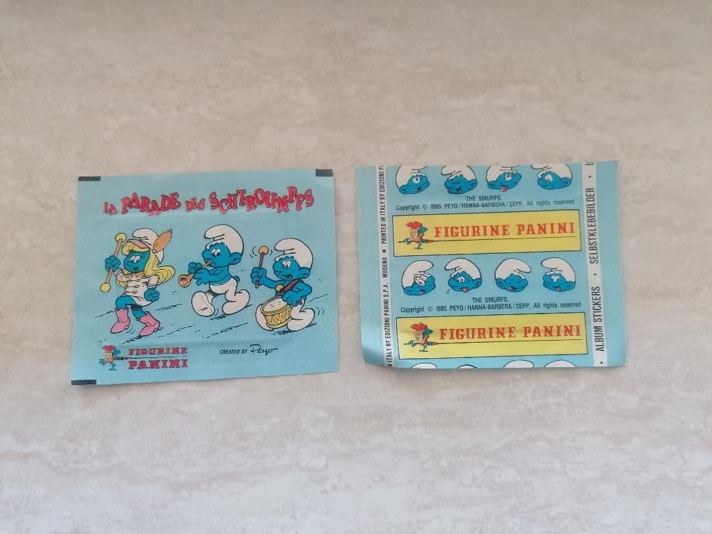 Smurfen plaatjes Figurine Panini 1985, Ophalen of Verzenden, Nieuw, Meerdere plaatjes