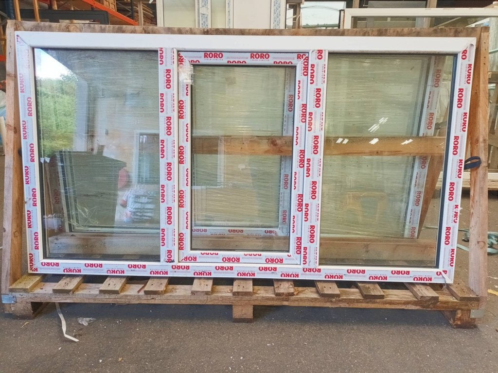 Kunststof Vast draaikiep vast kozijn  b200 x h110 cm -2654-, Niet ingevuld, Kunststof, Raamkozijn, Niet ingevuld