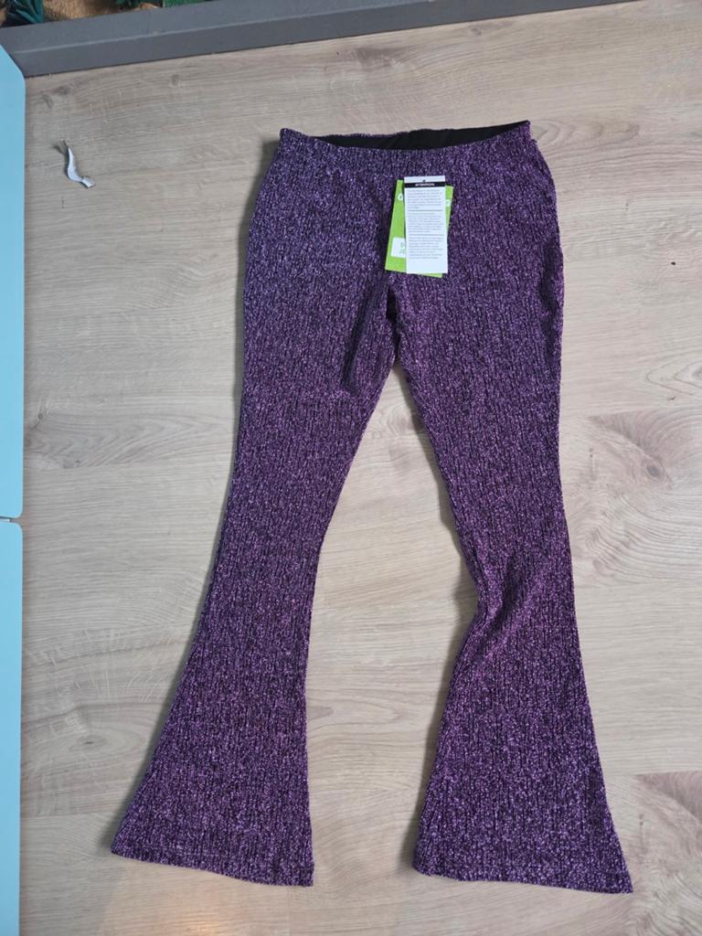 Wibra paarse glitter flared broek maat 152 (11-12 jaar), Broek, Meisje, Nieuw, Ophalen of Verzenden
