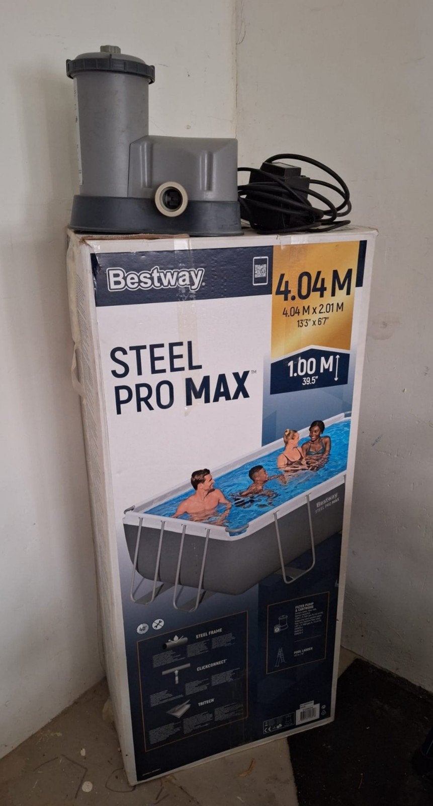 bestway zwembad 4x2x1 steel pto max complete set, Tuin en Terras, Zwembaden, Ophalen, Zo goed als nieuw, Opzetzwembad, Rechthoekig