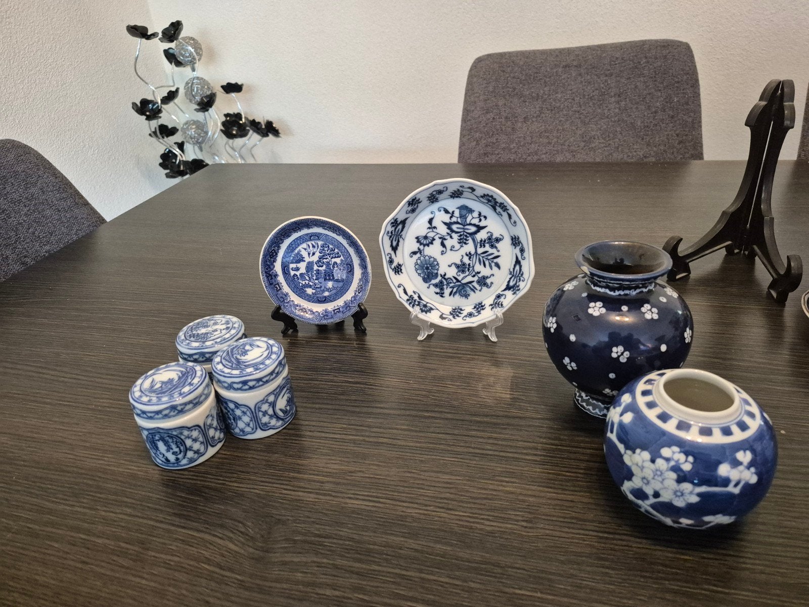 7-delige verzameling blauw-wit porselein (vaasjes, potjes, s, Ophalen of Verzenden