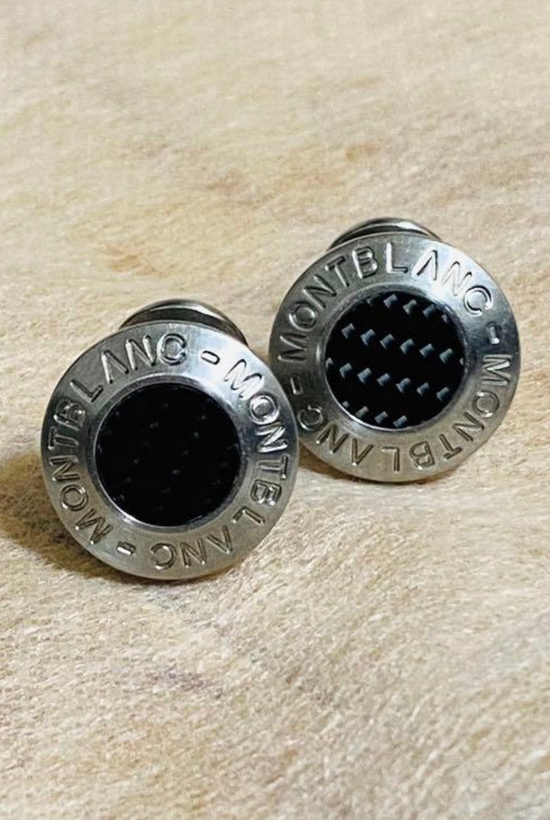 Montblanc manchetknopen carbonfiber inleg, Ophalen, Zo goed als nieuw, Overige materialen