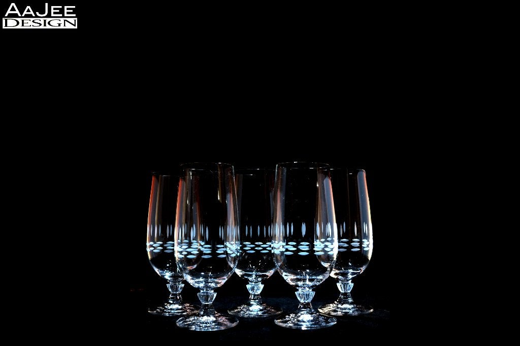 Set van 5 bierglazen op voet – Comtesse, Antiek en Kunst, Ophalen of Verzenden