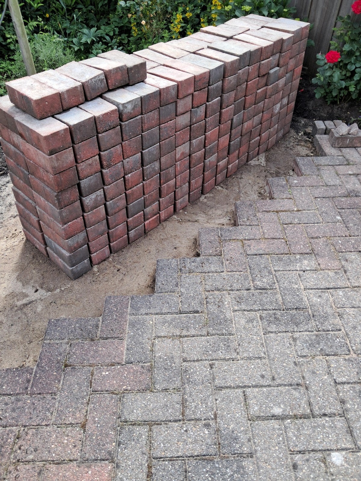 30 m2 straatklinkers van 21x10x8 rood/grijs gratis afhalen, Tuin en Terras, Ophalen, Gebruikt, Klinkers, 10 m² of meer