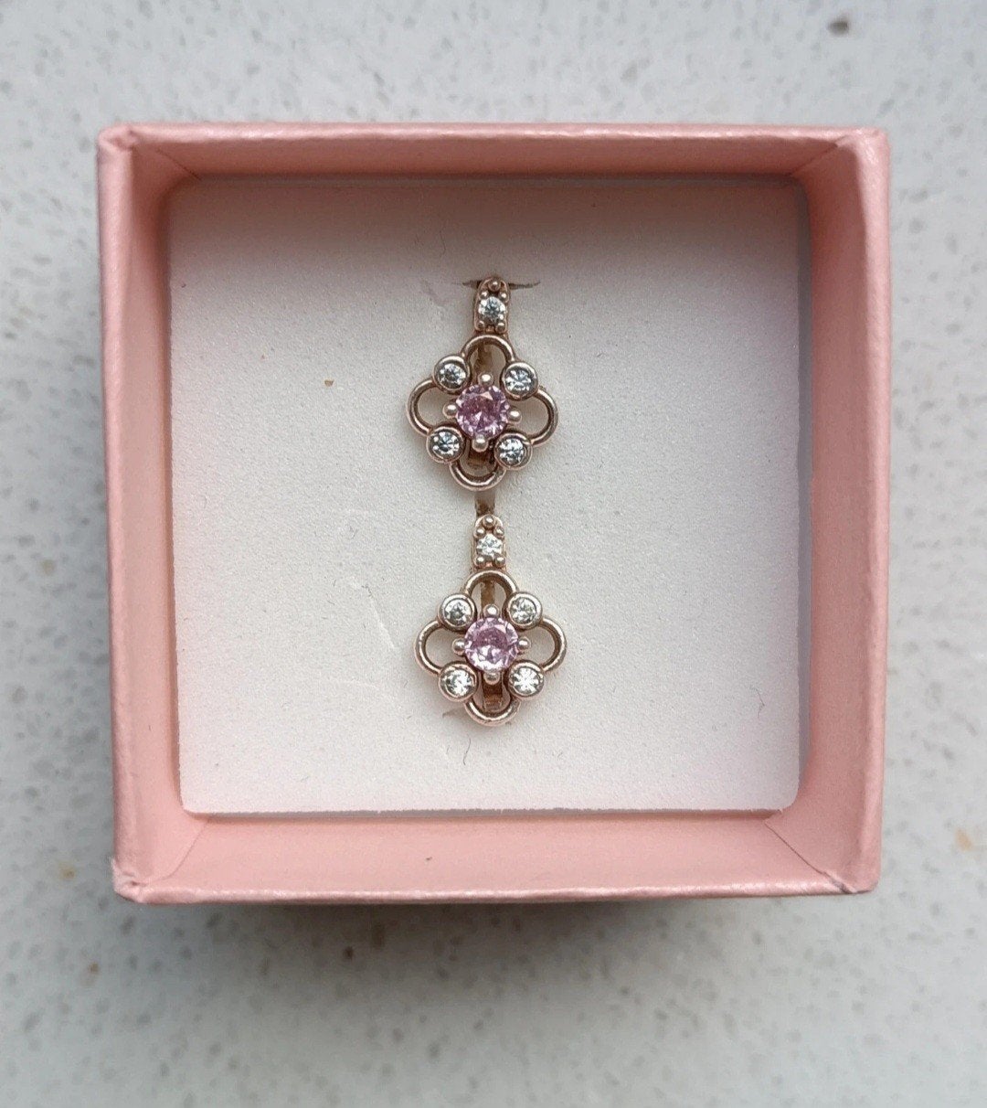 Echt Zilveren Oorbellen met Roze en Witte Steentjes, Sieraden, Tassen en Uiterlijk, Kindersieraden, Ophalen of Verzenden, Zo goed als nieuw