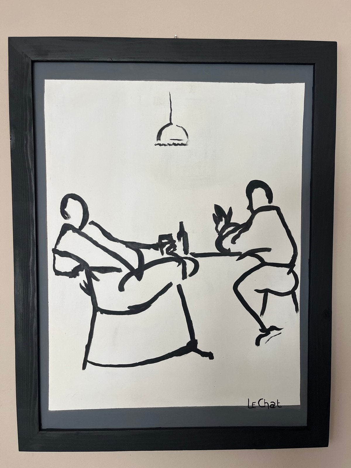 Leuk schilderij 'Le Chat' voor in de keuken, Ophalen, Figuren, Hout, Ingelijst
