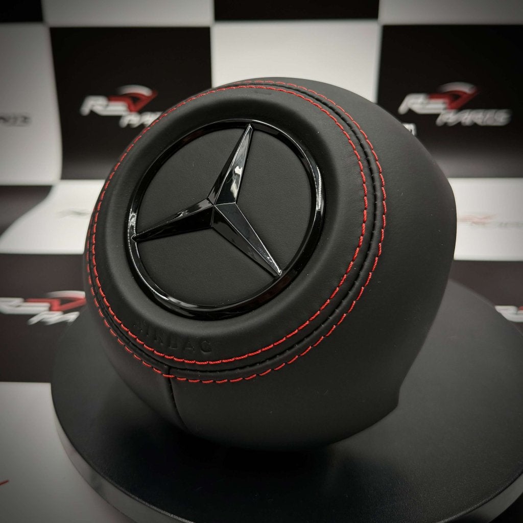Mercedes airbag cover leer rode stiksels zwarte ster, Ophalen of Verzenden, RevParts, Info@revparts.nl, .