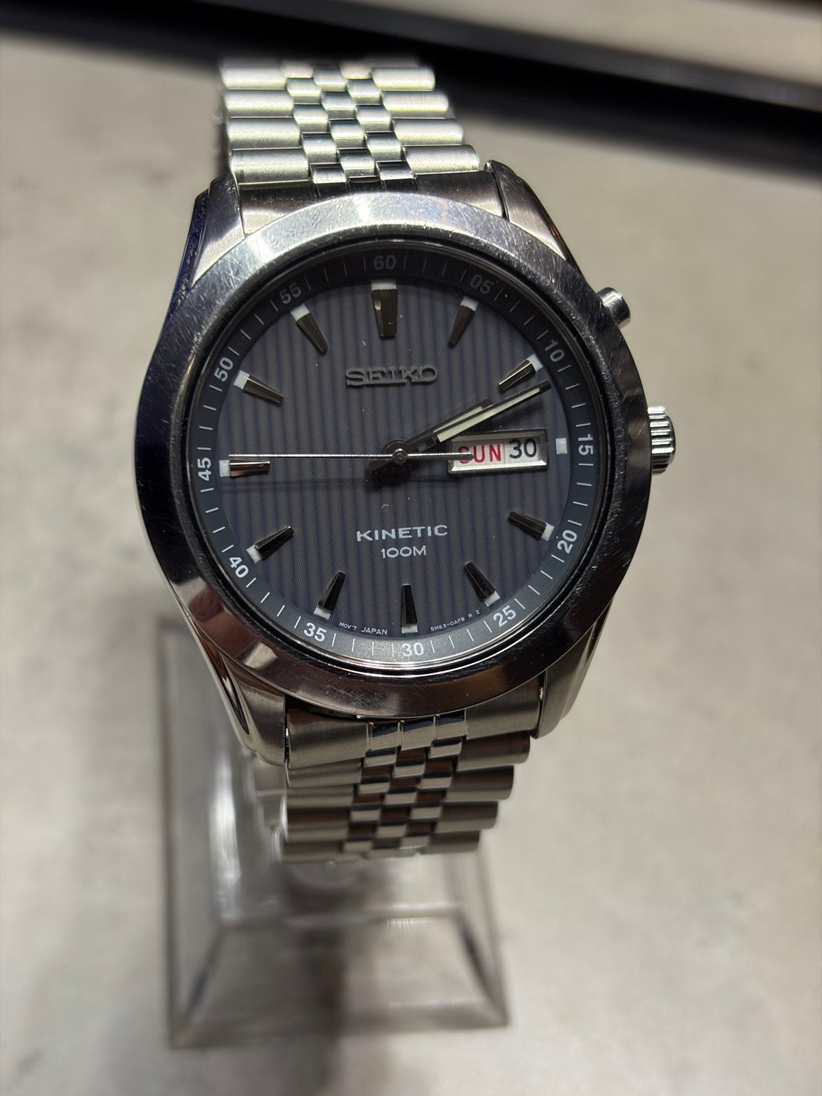 Seiko Kinetic 100M Herenhorloge - Roestvrij Staal, Ophalen of Verzenden, Gebruikt, Zwart, IOS