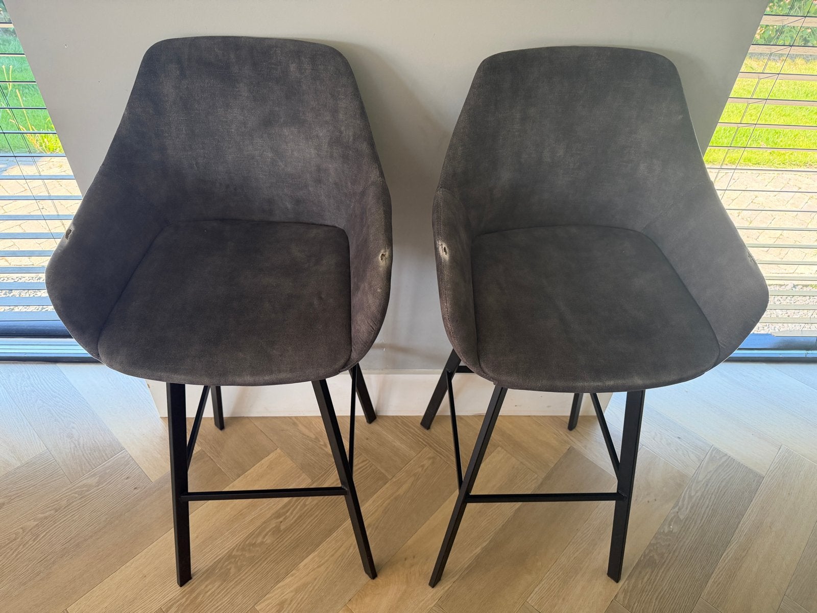 2 Draaibare Barstoelen, Ophalen, Draaibaar, Gebruikt, 60 tot 90 cm