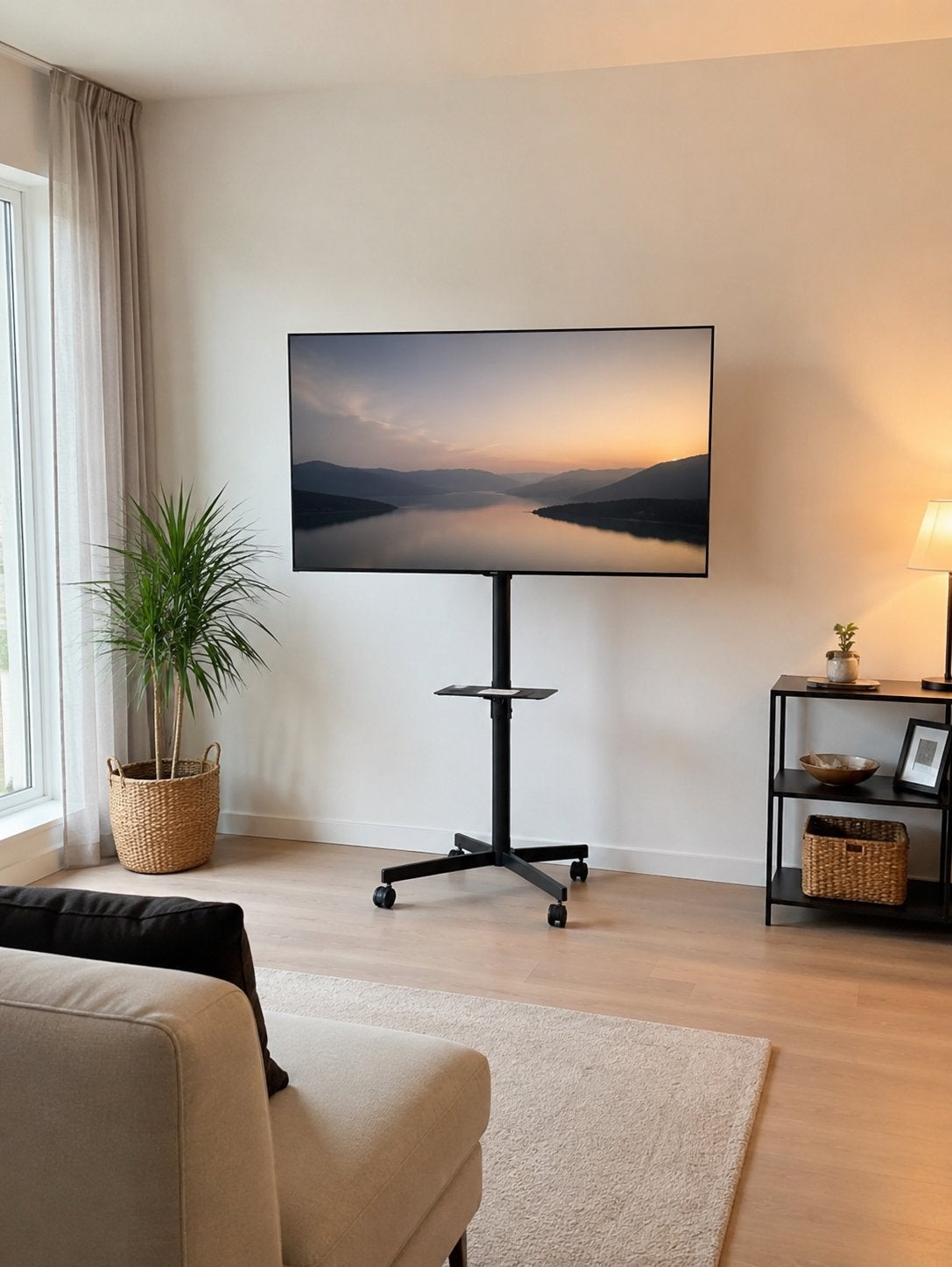 TV vloerstandaard op wielen - voor 32-55 inch, Ophalen of Verzenden, Zo goed als nieuw