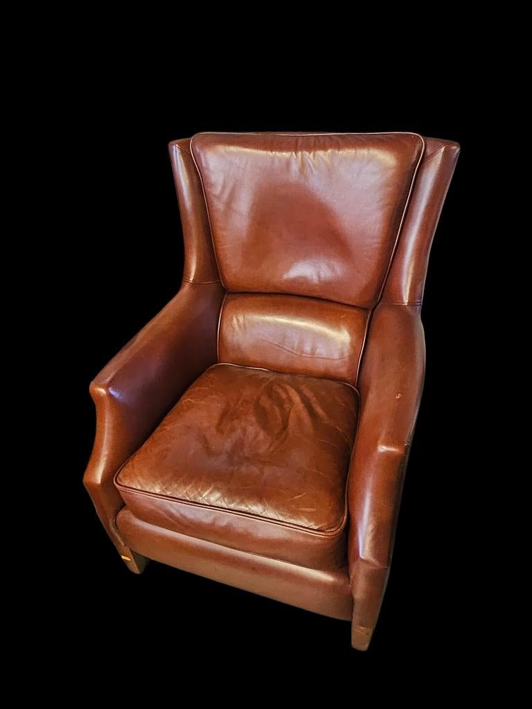 Vintage Leren Fauteuil - Comfortabele Oorfauteuil, Gebruikt, Onbekend, Onbekend, 75 tot 100 cm