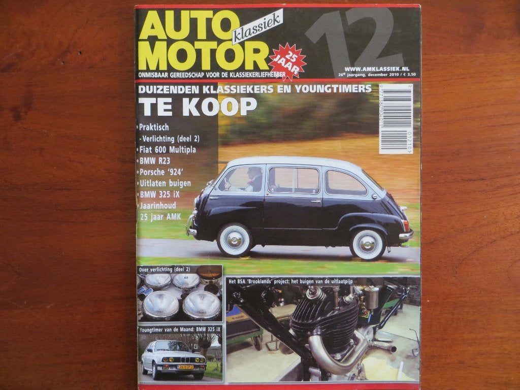 Auto Motor Klassiek 12 2010 Fiat 600 Multipla BMW 325, 924, Ophalen of Verzenden, Nieuw, BMW