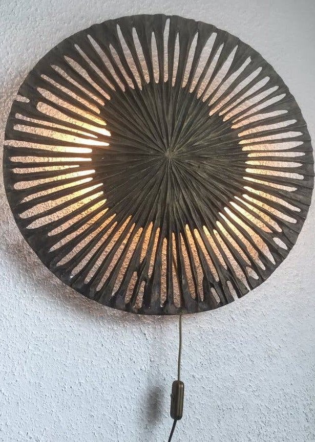 vintage Soleil wandlamp brons design Pieter Adam, Ophalen