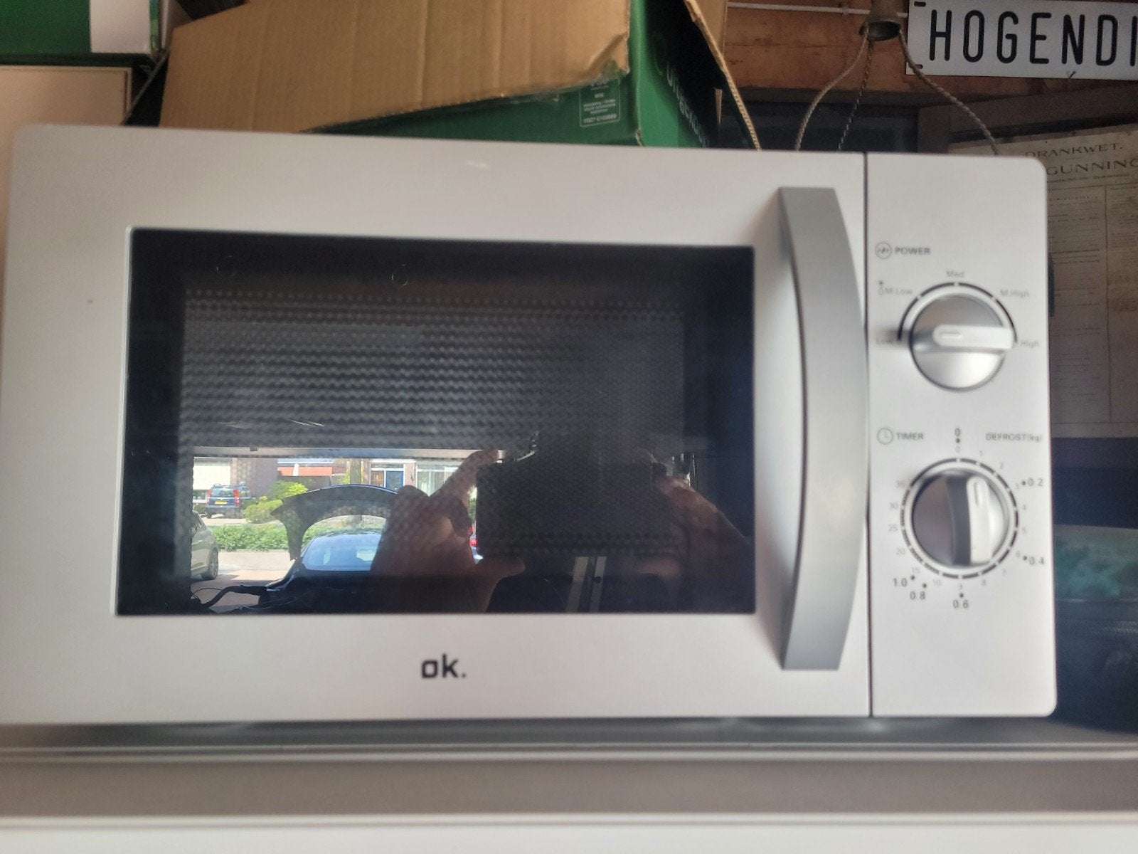 OK. Magnetron - Grijs compact en functioneel, Ophalen of Verzenden, Gebruikt