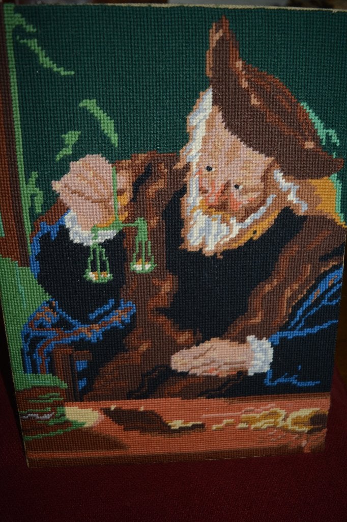 vintage geborduurd schilderij, de Goudweger, Ophalen of Verzenden