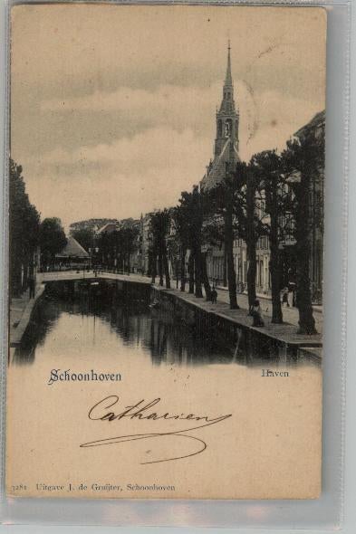 Schoonhoven  Haven st 1902 uitg j. de Gruijter, Verzamelen, Verzenden, Voor 1920, Gelopen, Zuid-Holland