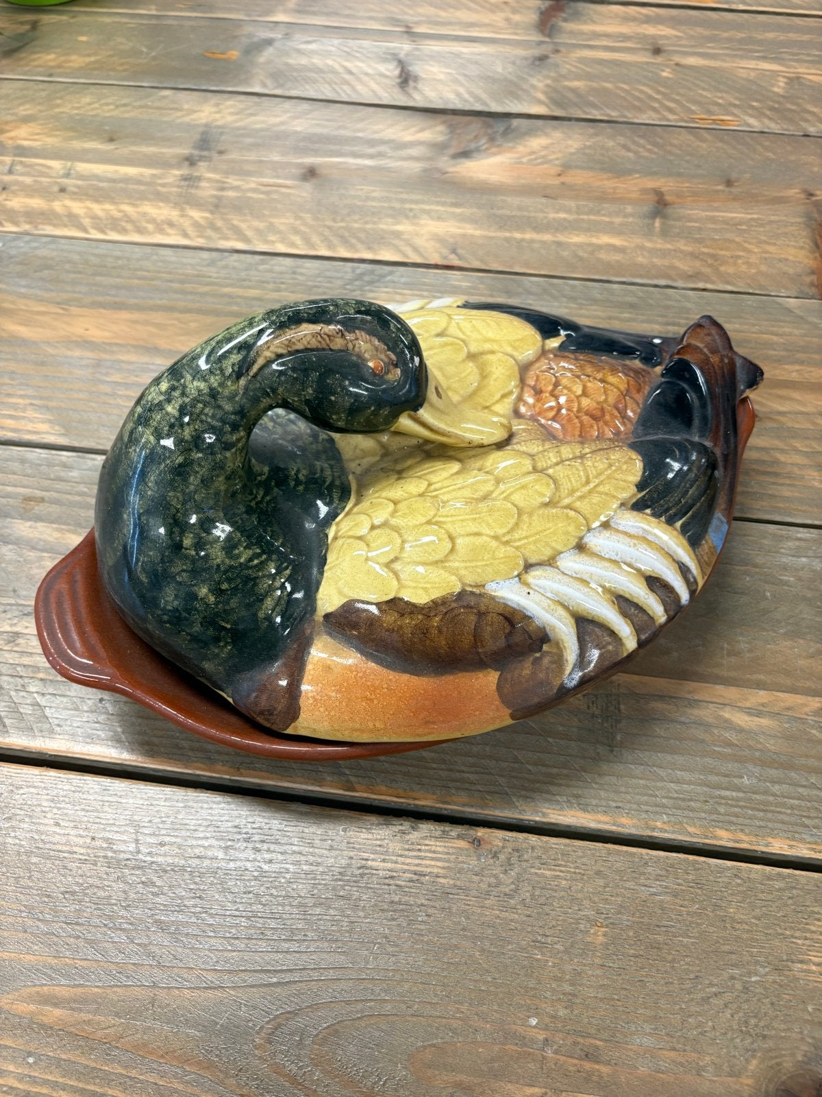 Vintage aardewerk Terrine/ pasteischotel/ barbotine., Ophalen of Verzenden