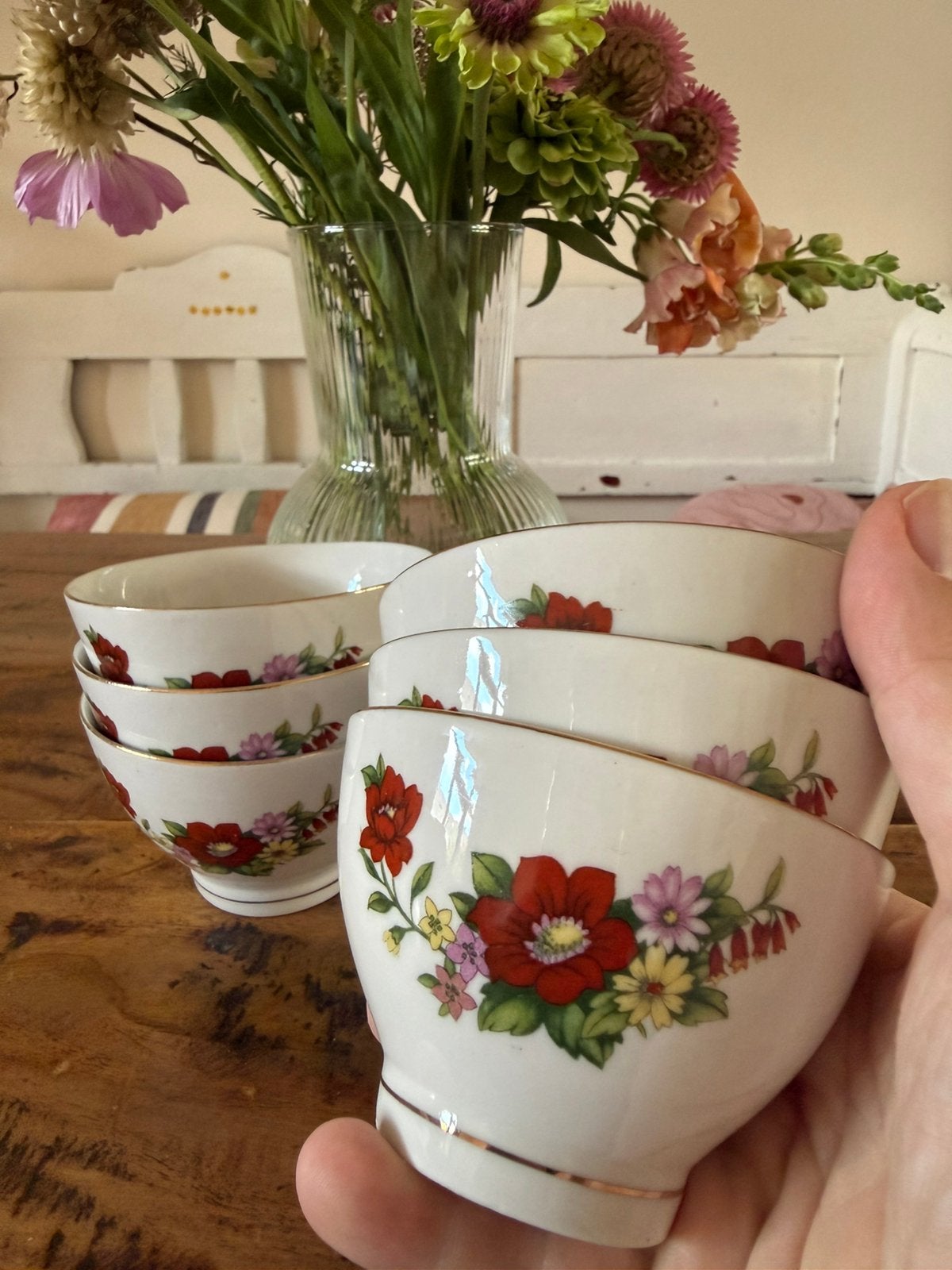 Set van 6 vintage dessertschaaltjes, Ophalen, Gebruikt, Kom(men), Overige stijlen