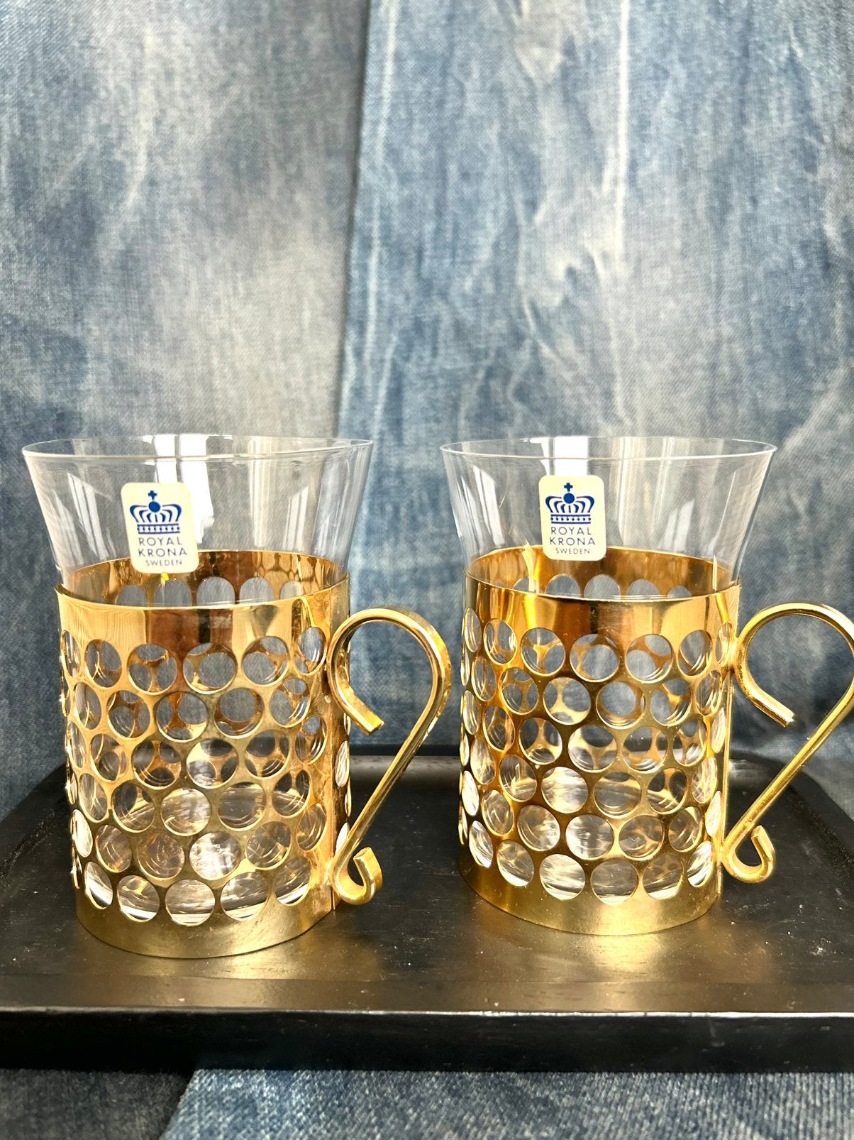 Vintage Zweedse theeglazen / glögg glazen – Royal Krona, Ophalen of Verzenden