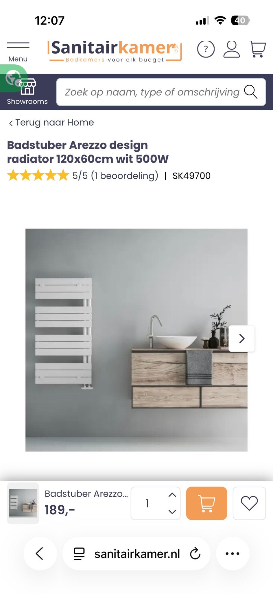 Badstuber Arezzo design radiator 120x60cm wit 500W, 500 tot 800 watt, Radiator, Nieuw, Ophalen of Verzenden