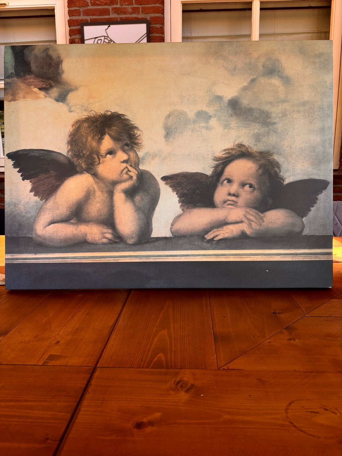 Schilderij met Engeltjes - Klassieke Kunstprint, Antiek en Kunst, Ophalen, Doek, Klassiek, Print