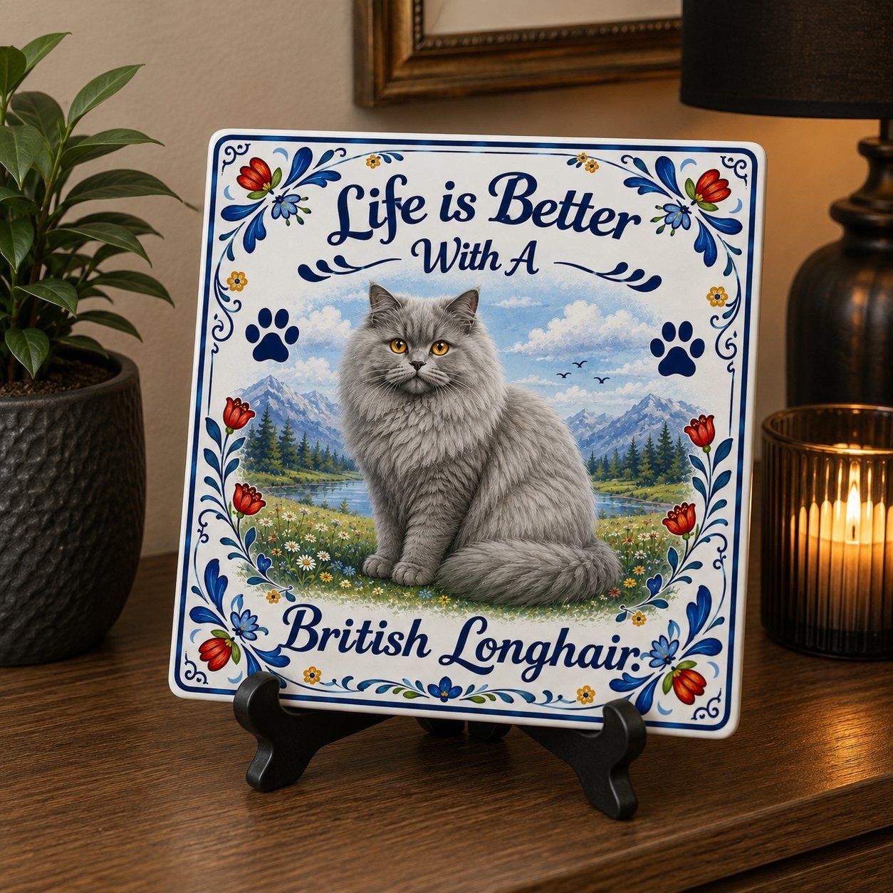 Life is Better - Brits Langhaar tegel, Ophalen of Verzenden, Nieuw