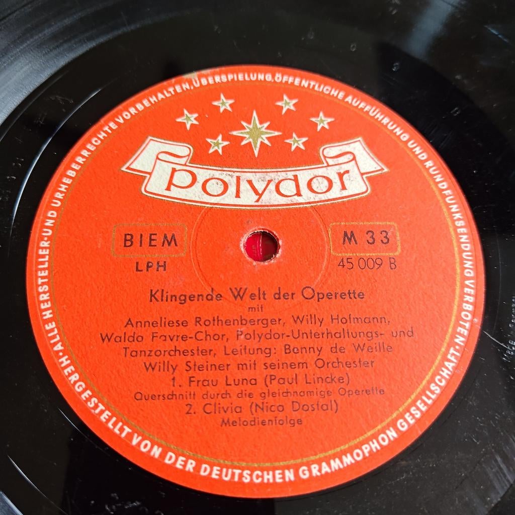 Polydor Schellakplaat - Klinkende Welt der Operette, Ophalen of Verzenden, Voor 1960, Gebruikt, 10 inch