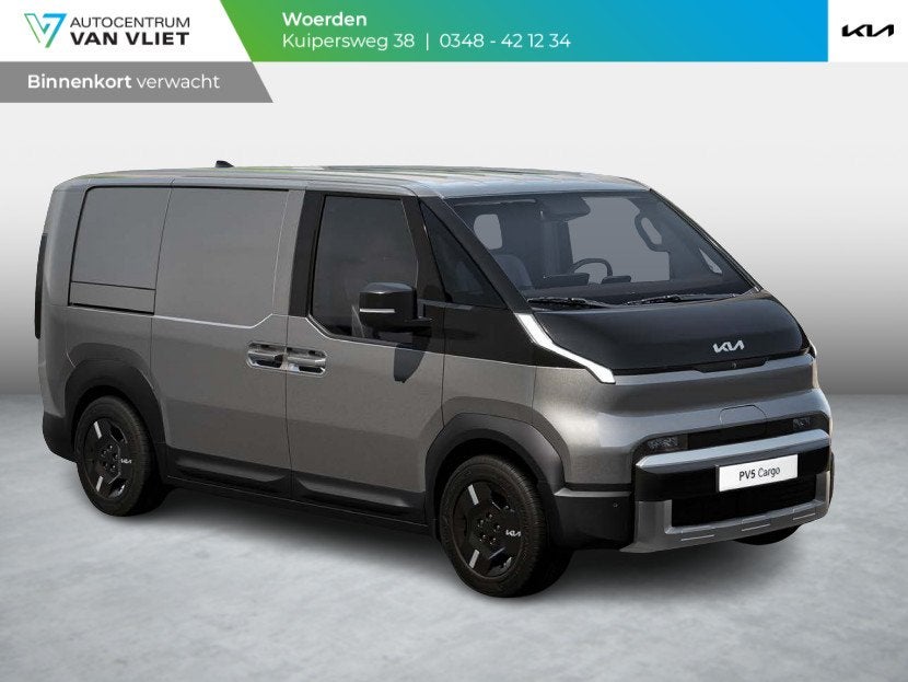 Kia PV5 L2H1 Essential 71.2 kWh | Navi | PDC | Camera | Clim, Stof, Kia, Zwart, 163 pk