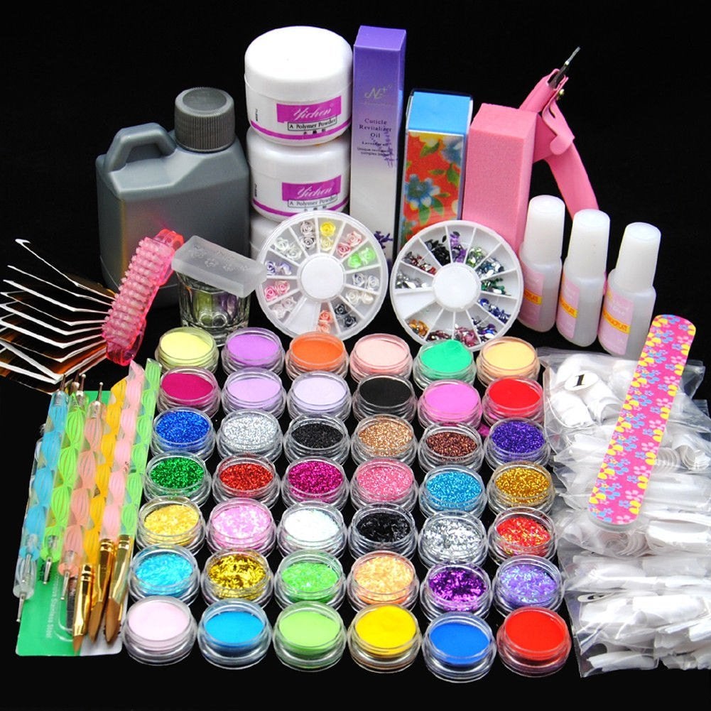 Nail Art Set / Nagel Coating Liquid Acryl Poeder Tips Lak, Verzenden, Nieuw, Overige kleuren, Handen en Nagels