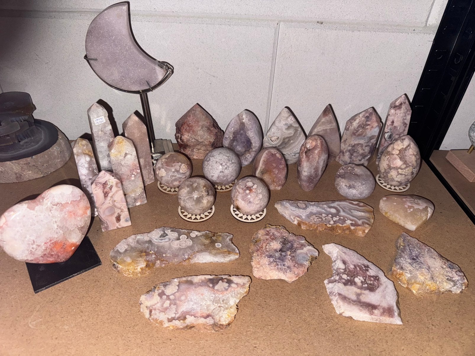 Partij Roze Amethist/Bloemagaat: bollen, freef., toren, slab, Ophalen, Mineraal