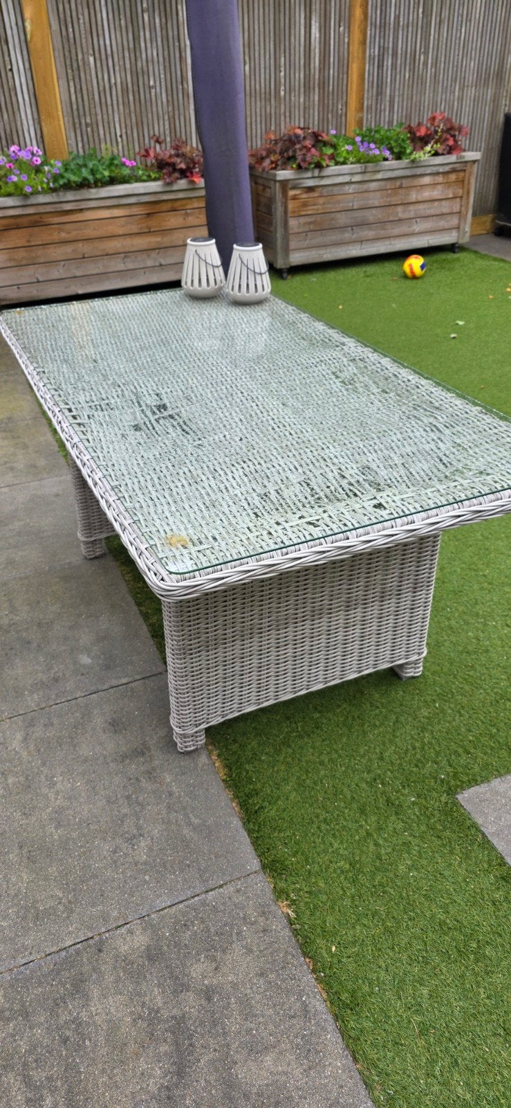 Wicker loungeset met tafel en hockers, Ophalen, Wicker