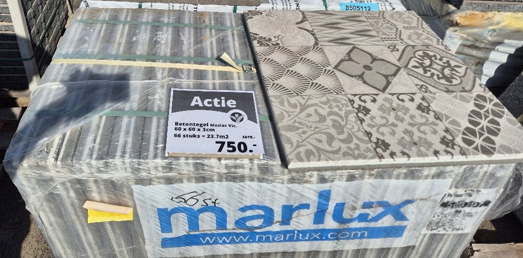 Tuintegel Marlux Mosaic vic. 60x60x3cm 66st. 24m2, Tuin en Terras, Nieuw, Ophalen of Verzenden, 10 m² of meer, Beton