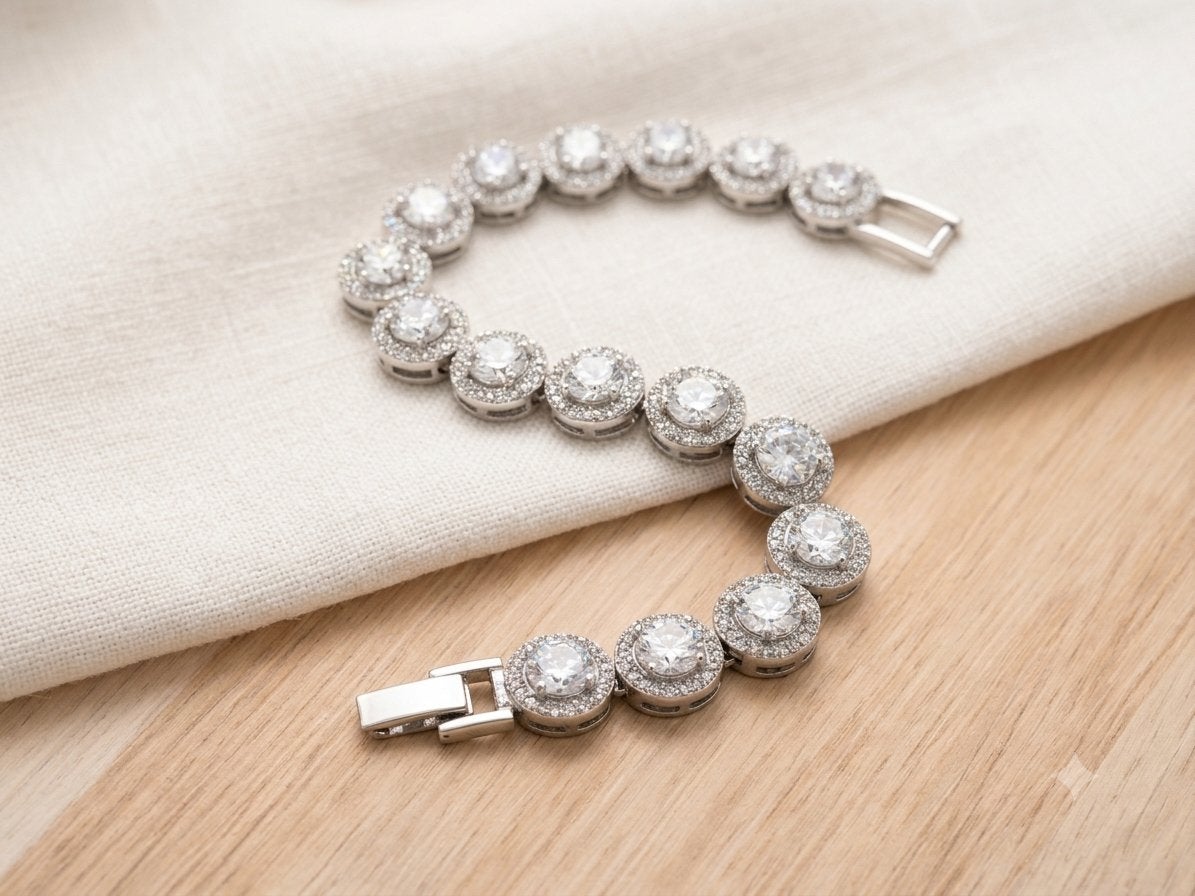 Klassieke Halo Tennisarmband, Ophalen of Verzenden