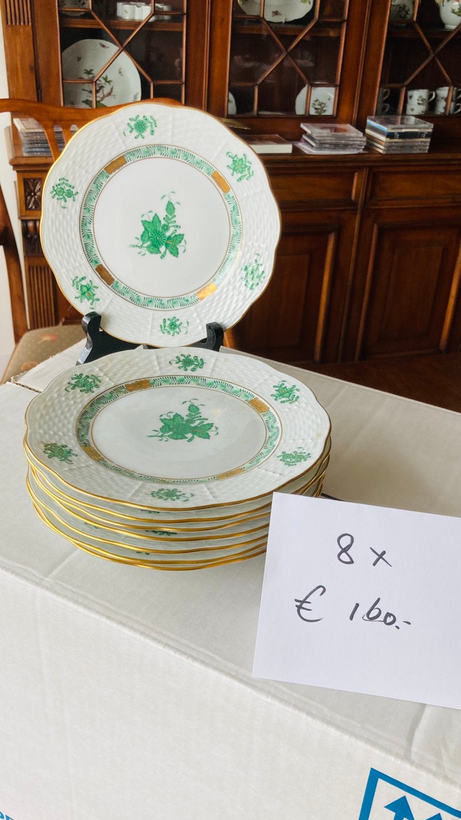Herend groen, 8 stuks scholteltjes, diameter 16 cm, Antiek en Kunst, Ophalen of Verzenden