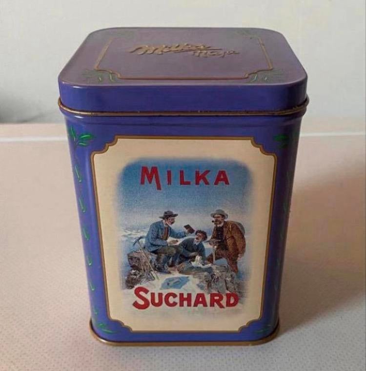 Milka Suchard blikje. Afm. 11,5x8x8 cm., Verzamelen, Blikken, Zo goed als nieuw, Overige, Overige merken, Ophalen of Verzenden