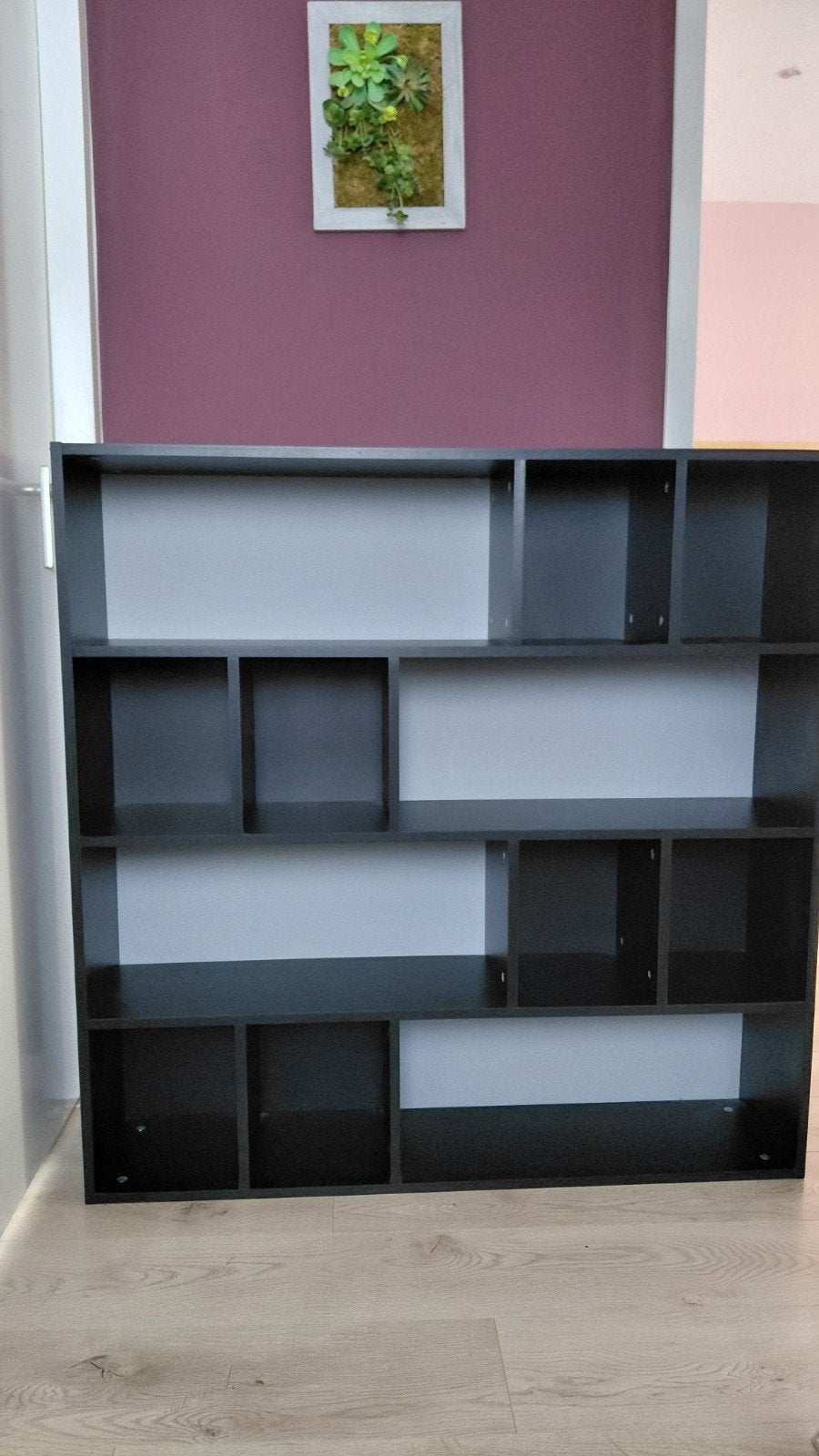 Zwart vakkenkastje / boekenkastje 110x110x24,5 cm, Ophalen, Met plank(en), Gebruikt, 100 tot 150 cm