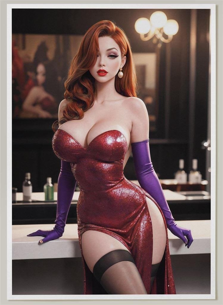 Kunst Print | Pin up Poster Sexy Jessica Rabbit lingerie #2, Verzenden, Kuifje, Nieuw, Beeldje of Figuurtje