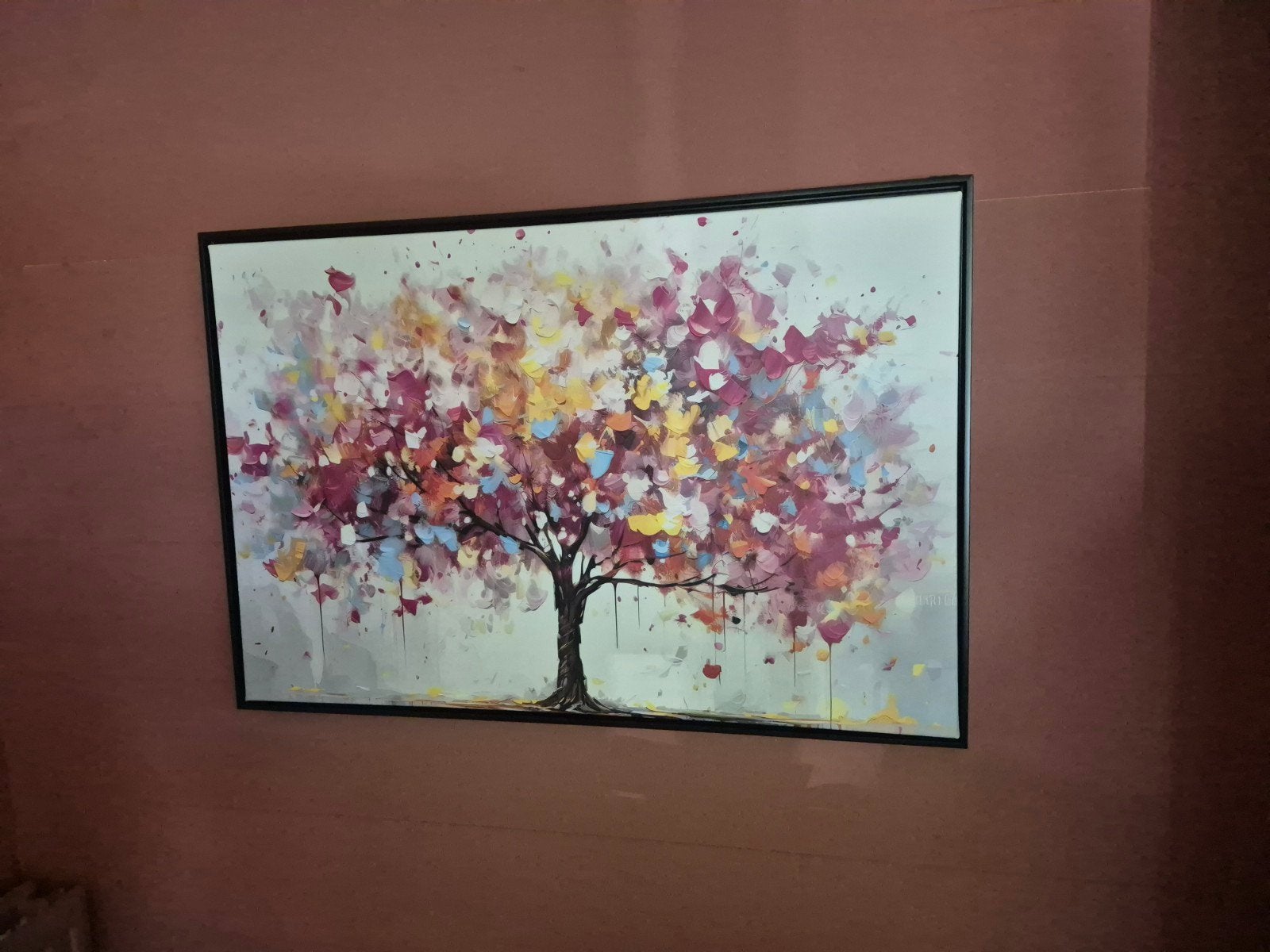 Kleurrijke boom schilderij - Modern Abstract Canvas, Ophalen, Abstract, Acrylverf, Ingelijst