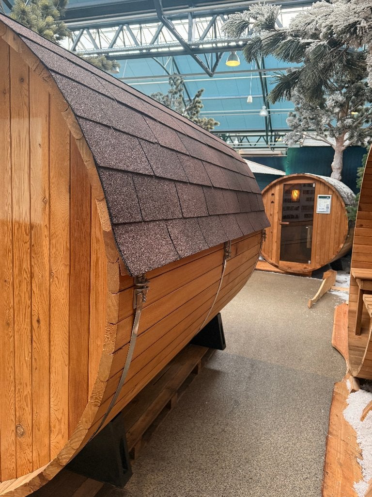 Barrelsauna 8ft. | SHOWROOMMODEL, Ophalen, Zo goed als nieuw, Fins of Traditioneel, Complete sauna