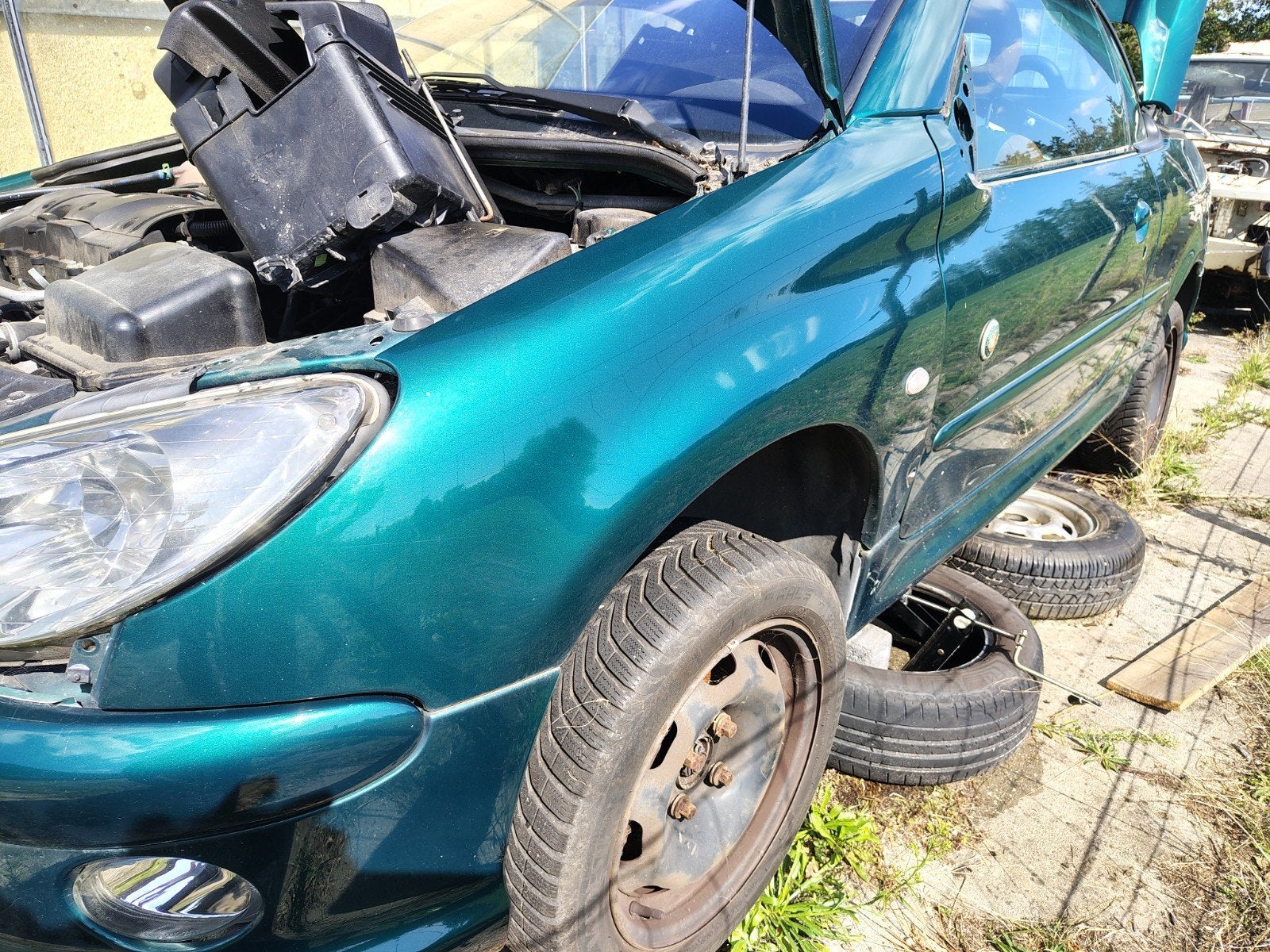 Spatbord links/rechts Deuren voor Peugeot 206 CC - Groen KSJ, Auto-onderdelen, Ophalen, Gebruikt, Voor, Spatbord