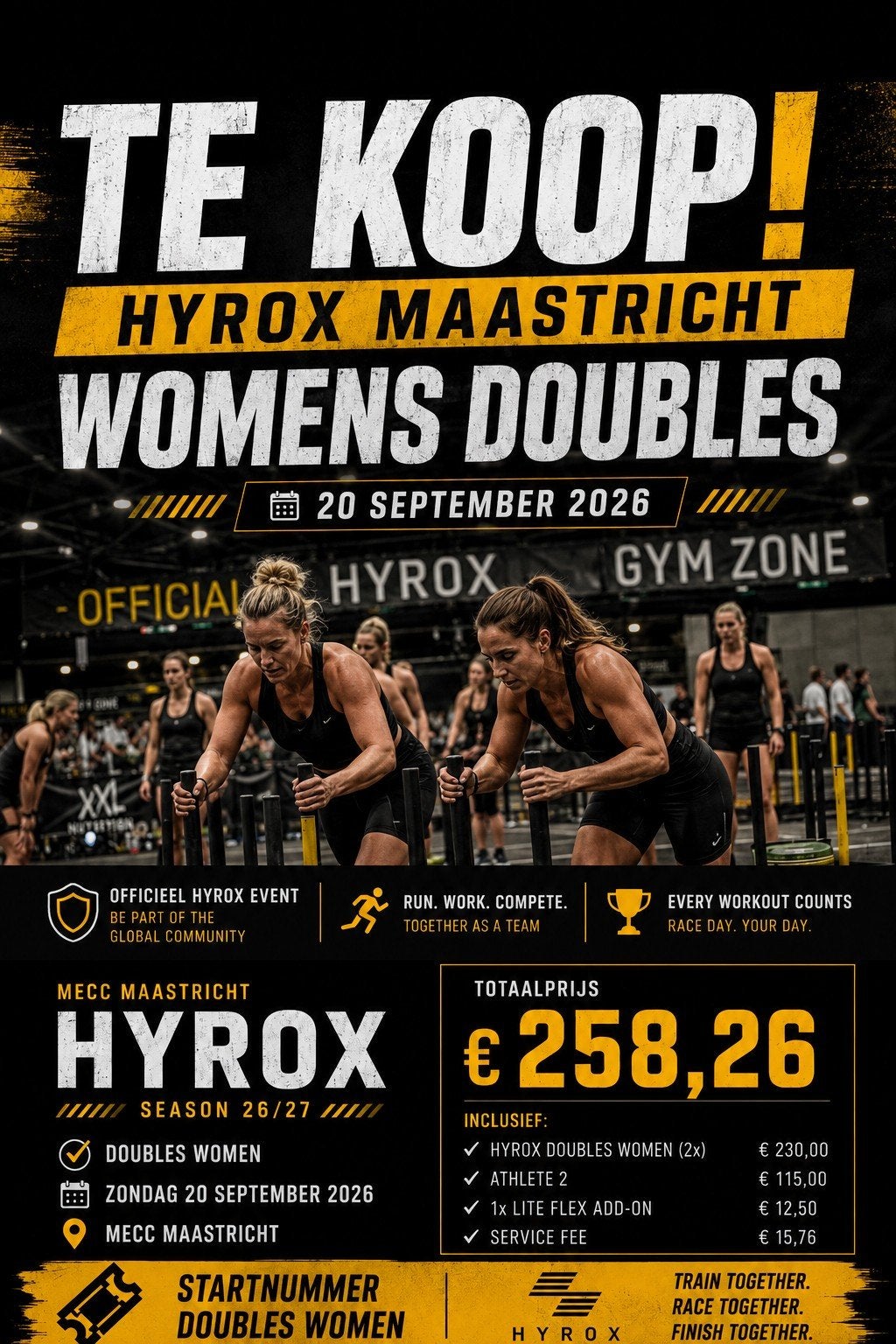 hyrox women double zondag, Tickets en Kaartjes, Twee personen