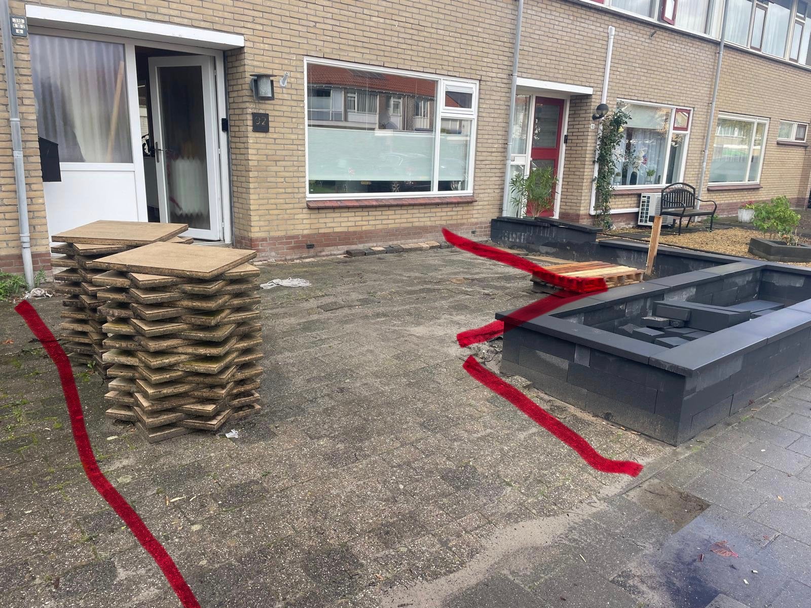 Oprit tegels +/- 9m3, Tuin en Terras, Ophalen, Gebruikt, Klinkers, 5 tot 10 m²