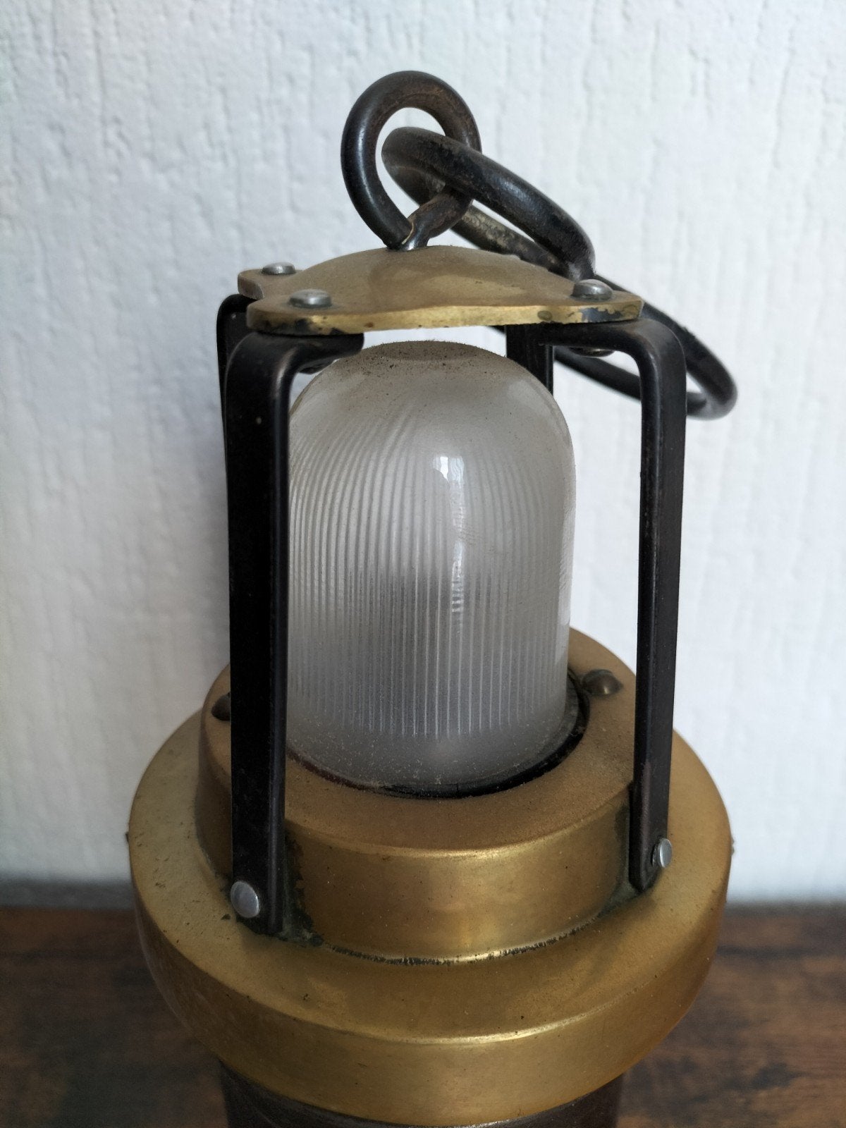 Vintage mijnlamp / scheepslamp - koper en metaal, Ophalen of Verzenden
