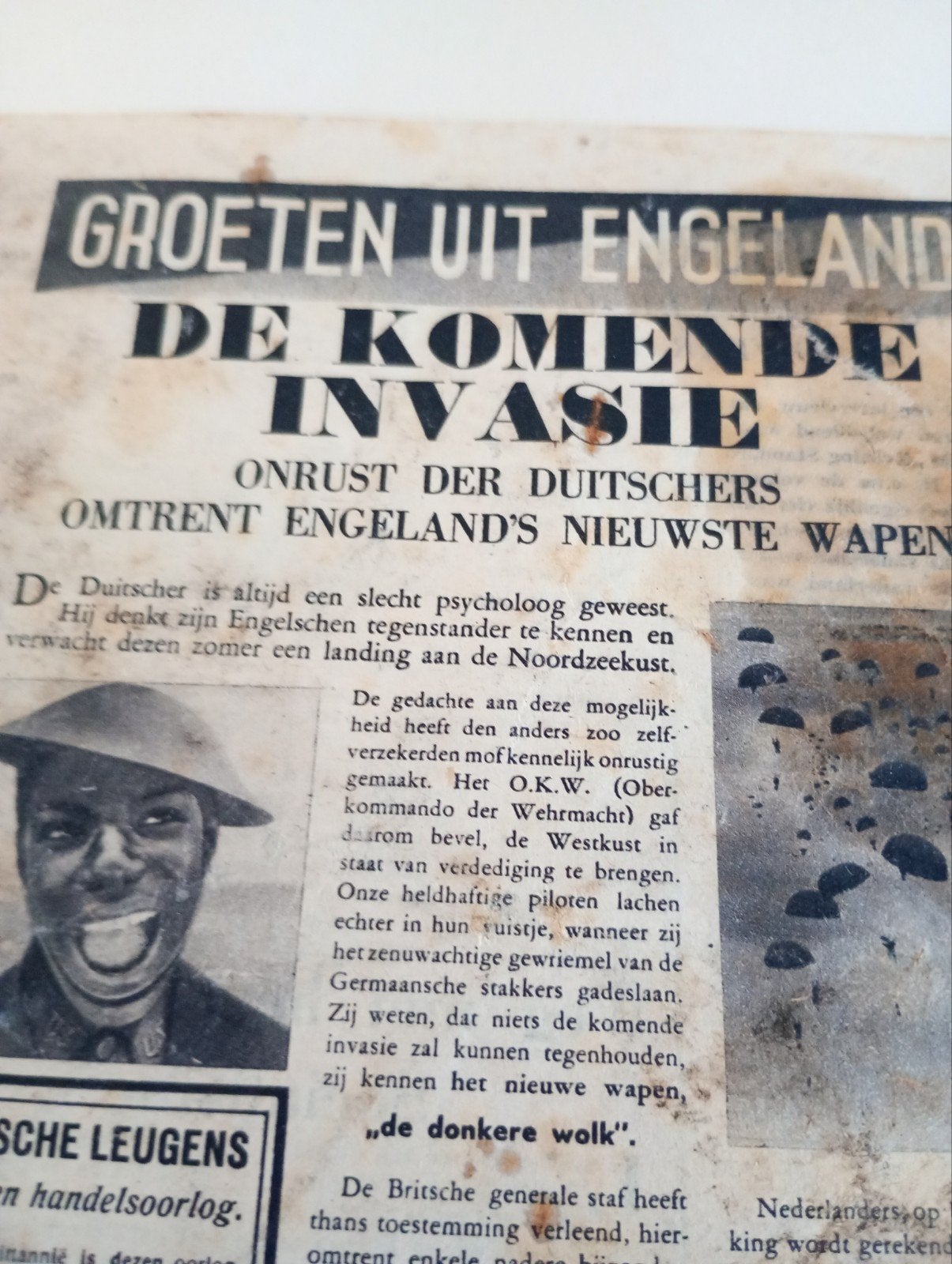 Duits propaganda flyer de groeten uit Engeland, ., Ophalen of Verzenden, Duitsland, .