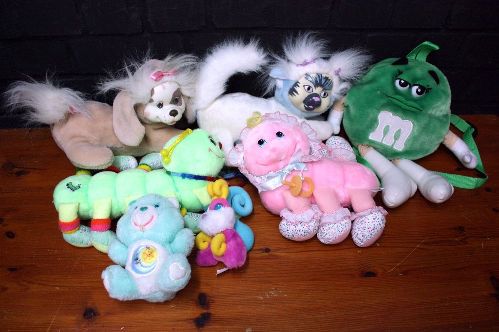 Vintage knuffels Lots a Legs Puppy Surprise Kitty M&M rugzak, Verzenden, Gebruikt, Overige typen, Middelgroot (20 tot 80 cm)