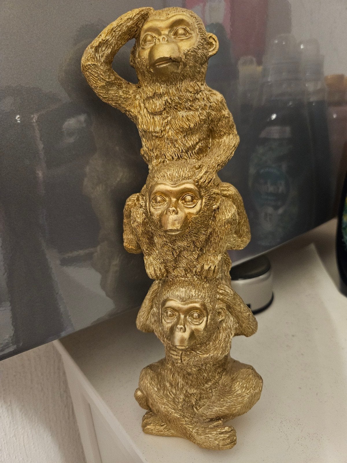 Gouden Apen Beeldje - Horen, Zien, Zwijgen, Nieuw, Kunststof, Ophalen of Verzenden, Goud