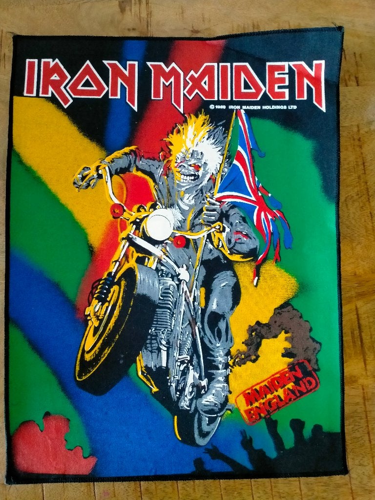 Iron Maiden England 1989 vintage metal muziek backpatch RARE, Verzamelen, Ophalen of Verzenden, Zo goed als nieuw, Overige typen