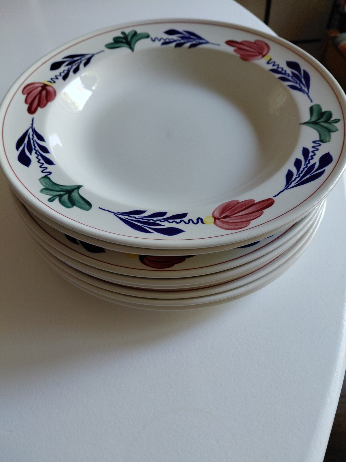 8x Vintage Boerenbont  borden, Ophalen, Gebruikt, Aardewerk, Bord(en)