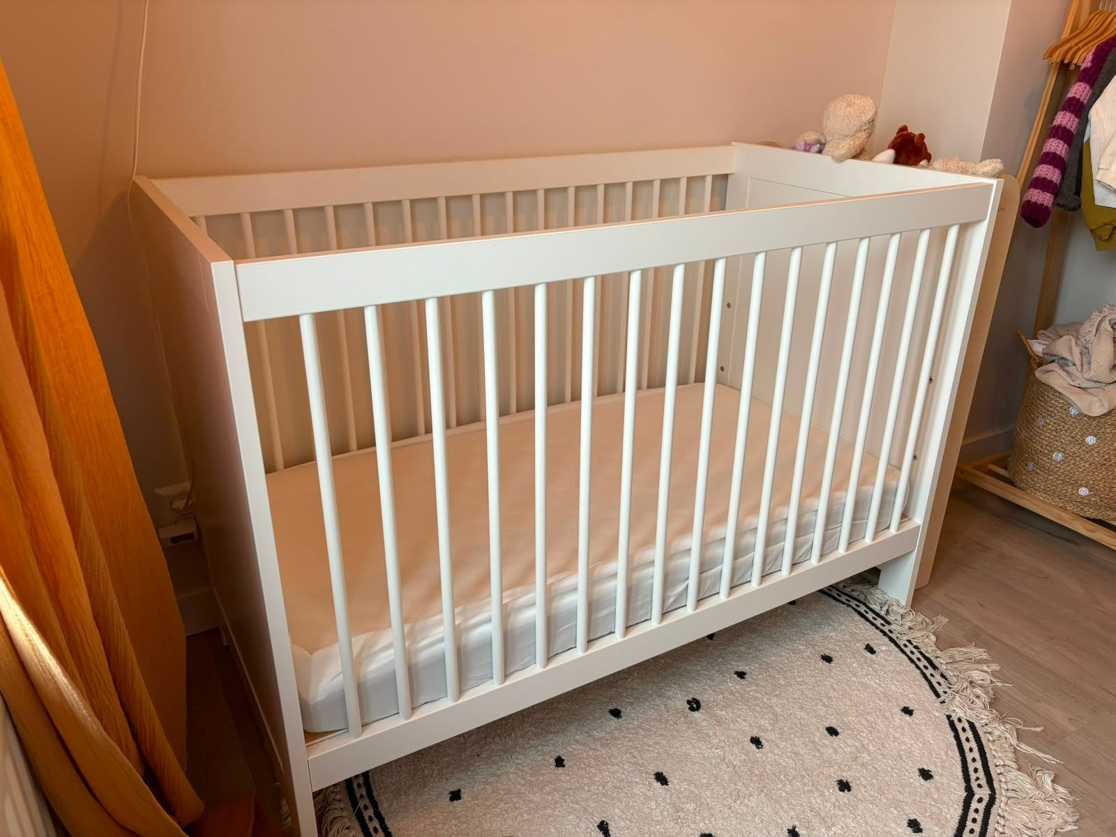 Ledikant Wit (incl. nette Matras), Zo goed als nieuw, Minder dan 140 cm, Minder dan 70 cm, Ophalen